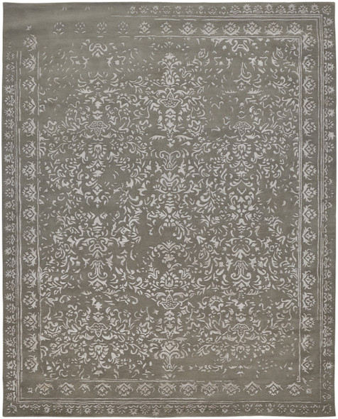 5' X 8' Gray Taupe And Silver Wool Floral Tufted Handmade Distressed Area Rug