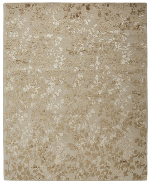 2' X 3' Ivory Tan And Gold Wool Floral Tufted Handmade Area Rug