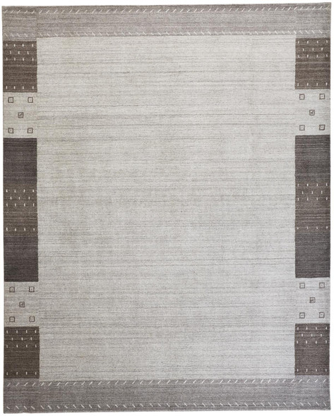 4' X 6' Gray Silver And Black Wool Hand Knotted Stain Resistant Area Rug