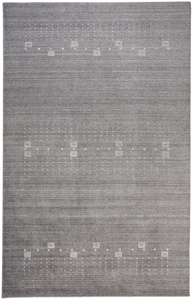 10' X 13' Gray And Ivory Wool Hand Knotted Stain Resistant Area Rug