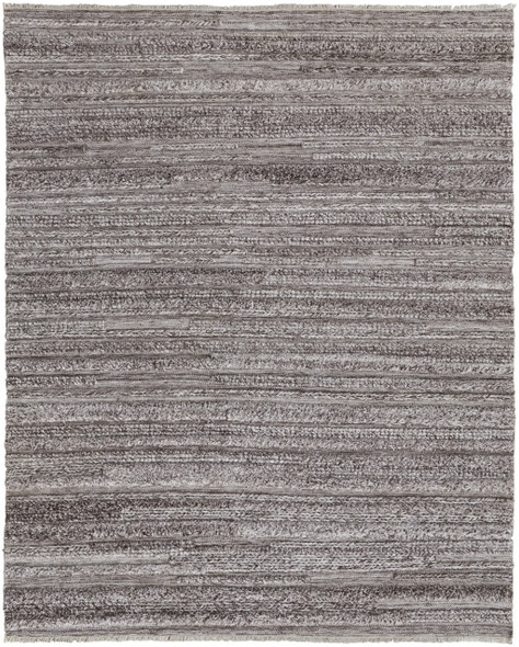 4' X 6' Taupe Brown And Ivory Striped Hand Woven Stain Resistant Area Rug