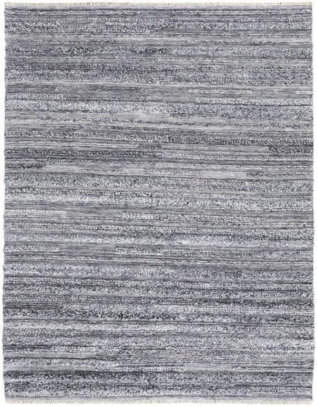 4' X 6' Gray And Ivory Striped Hand Woven Stain Resistant Area Rug