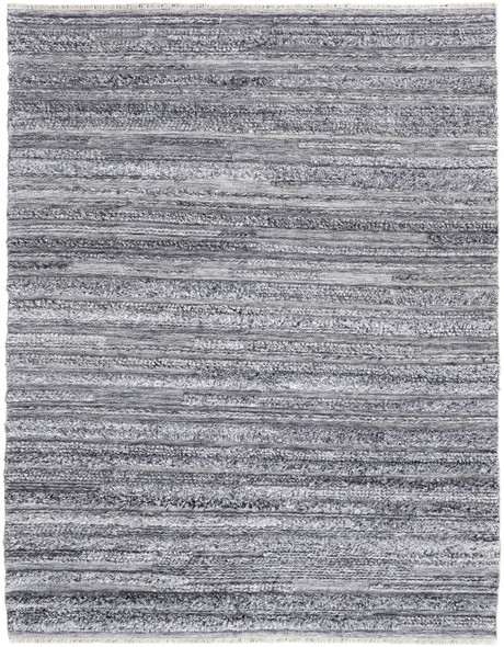 2' X 3' Gray And Ivory Striped Hand Woven Stain Resistant Area Rug