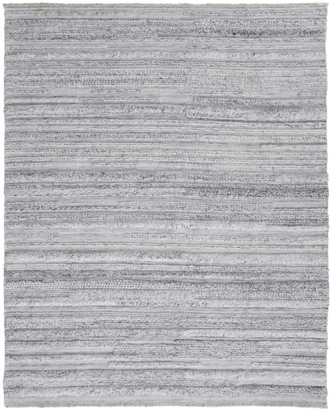 2' X 3' Gray Silver And Ivory Striped Hand Woven Stain Resistant Area Rug