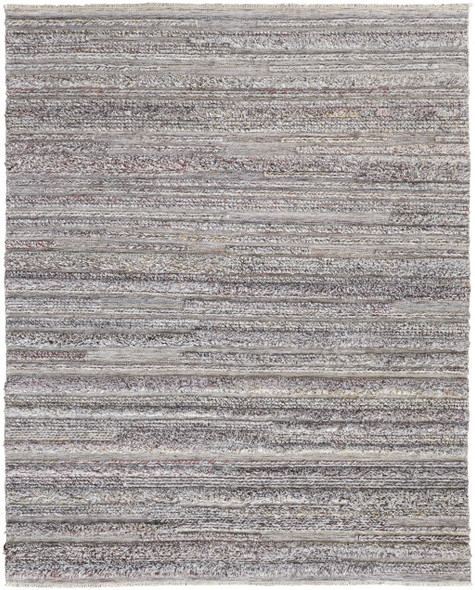 4' X 6' Taupe Ivory And Red Striped Hand Woven Stain Resistant Area Rug