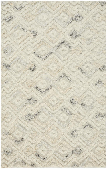 4' X 6' Gray And Ivory Wool Geometric Tufted Handmade Area Rug