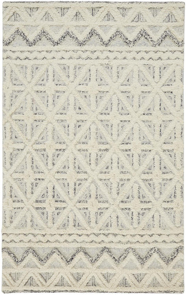 10' X 14' Ivory And Black Wool Geometric Tufted Handmade Stain Resistant Area Rug