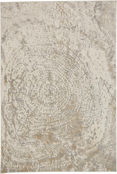 4' X 6' Ivory Tan And Gray Abstract Area Rug