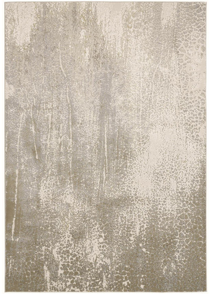 4' X 6' Ivory Gray And Gold Abstract Area Rug