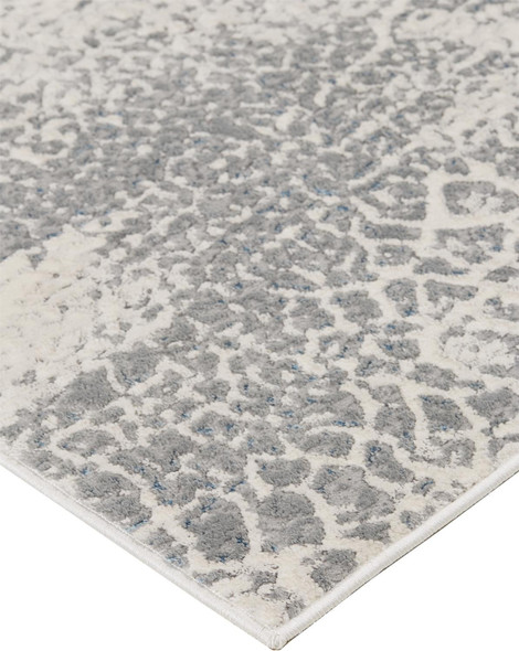 8' X 11' Gray Blue And Ivory Abstract Stain Resistant Area Rug