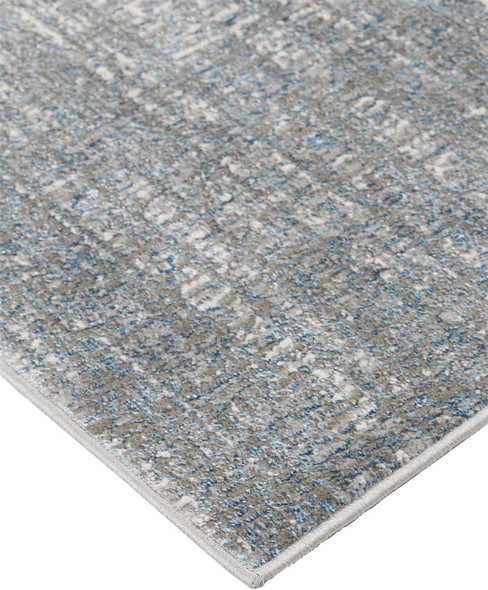 8' X 11' White Gray And Blue Abstract Stain Resistant Area Rug