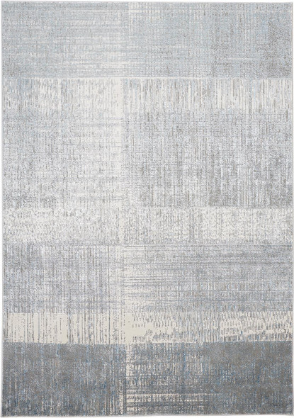 10' X 13' White Gray And Blue Abstract Stain Resistant Area Rug