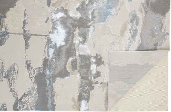 12' X 15' Ivory Gray And Blue Abstract Area Rug