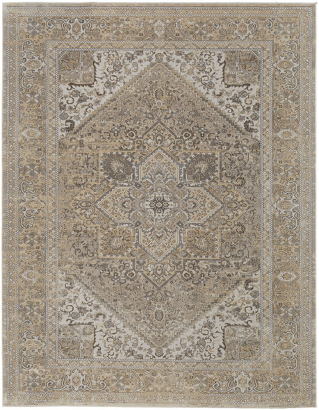 8' X 10' Brown Ivory And Tan Floral Power Loom Distressed Area Rug