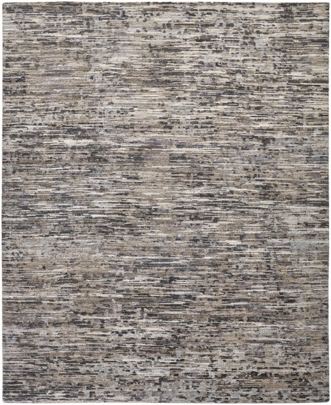 2' X 3' Gray Blue And Silver Wool Abstract Hand Knotted Area Rug