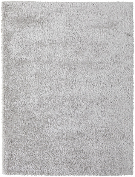 5' X 8' Silver And Gray Shag Power Loom Stain Resistant Area Rug