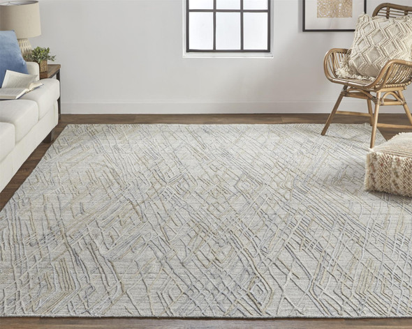 12' X 15' Gray And Blue Abstract Hand Woven Area Rug