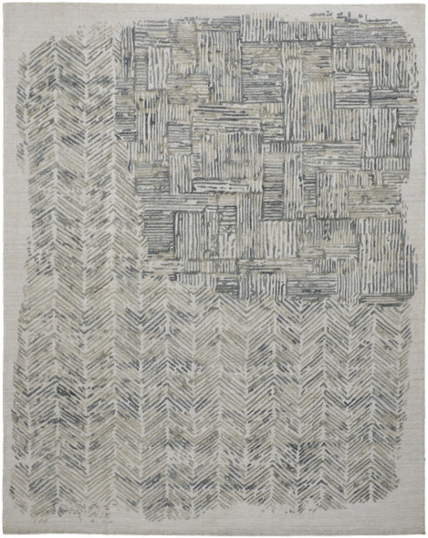 9' X 12' Green Blue And Ivory Abstract Hand Woven Area Rug