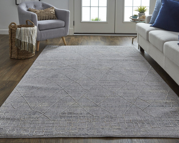 2' X 3' Gray Striped Power Loom Distressed Stain Resistant Area Rug