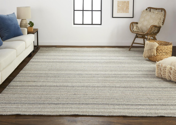 4' X 6' Gray And Taupe Wool Hand Woven Stain Resistant Area Rug