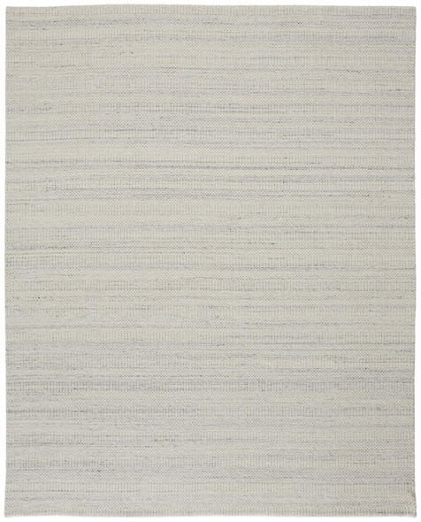 5' X 8' Ivory And Gray Wool Hand Woven Stain Resistant Area Rug