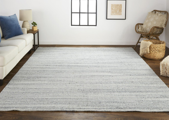 4' X 6' Silver Wool Hand Woven Stain Resistant Area Rug