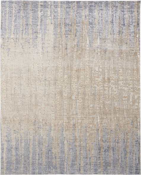 4' X 6' Tan Brown And Blue Abstract Power Loom Distressed Area Rug