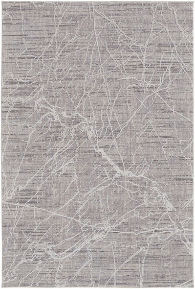 4' X 6' Taupe And Gray Abstract Power Loom Distressed Stain Resistant Area Rug