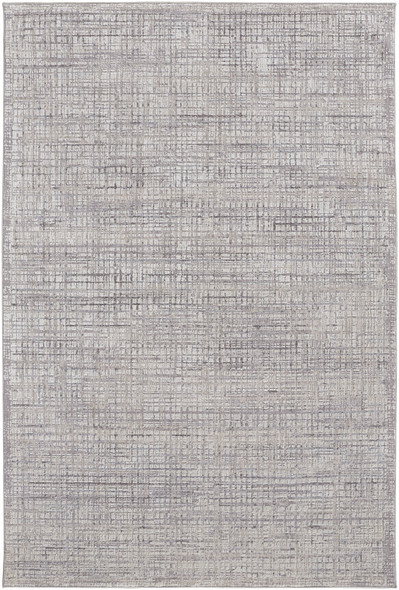 8' X 10' Taupe And Ivory Plaid Power Loom Distressed Stain Resistant Area Rug
