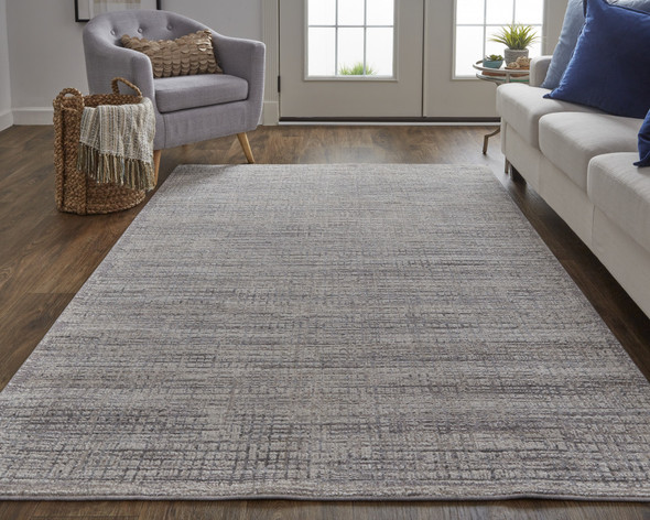 2' X 3' Taupe And Ivory Plaid Power Loom Distressed Stain Resistant Area Rug