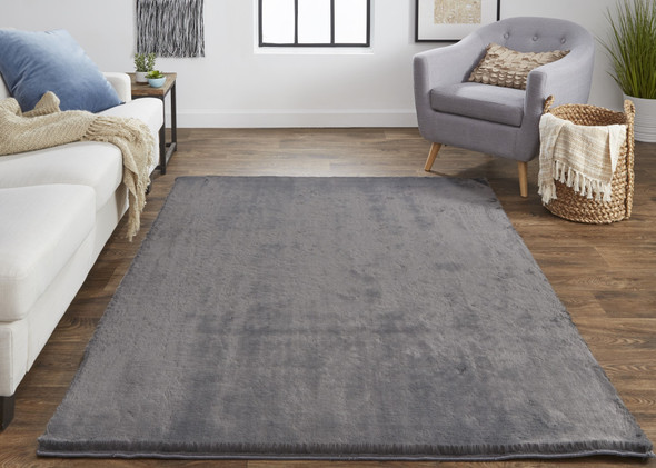 4' X 6' Taupe And Black Shag Area Rug