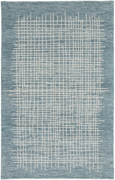 4' X 6' Blue And Ivory Wool Plaid Tufted Handmade Stain Resistant Area Rug