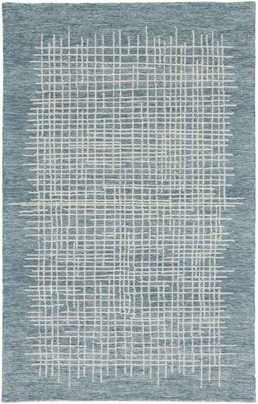 9' X 12' Blue And Ivory Wool Plaid Tufted Handmade Stain Resistant Area Rug