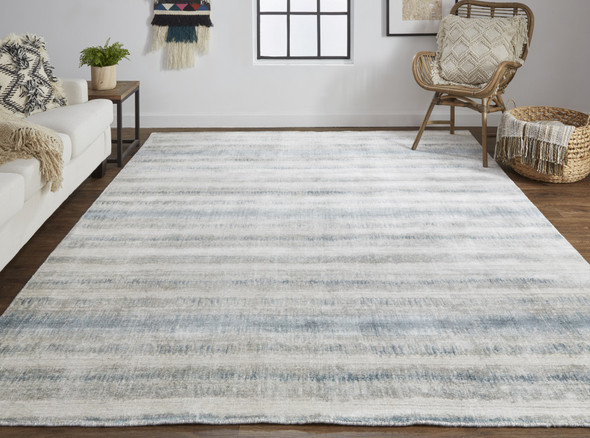 8' X 10' Gray Blue And Green Abstract Hand Woven Area Rug