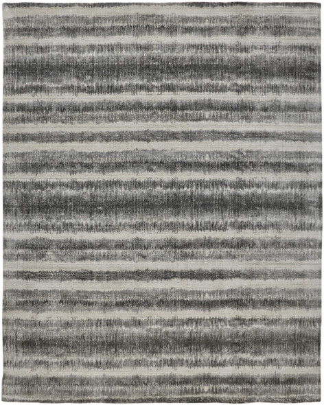 4' X 6' Gray Ivory And Black Abstract Hand Woven Area Rug