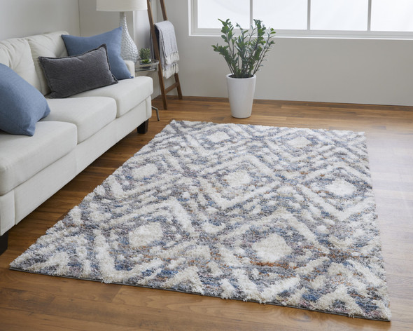 4' X 6' Ivory Gray And Taupe Geometric Power Loom Stain Resistant Area Rug