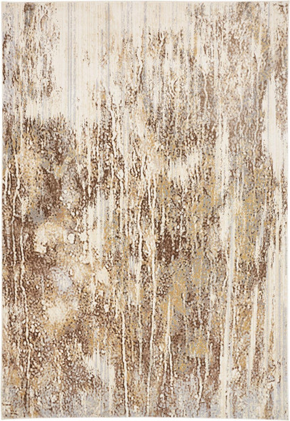 8' X 10' Tan Ivory And Brown Abstract Area Rug