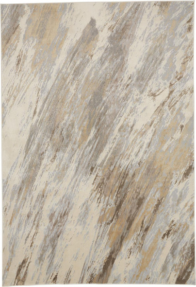 8' X 10' Ivory Tan And Brown Abstract Area Rug