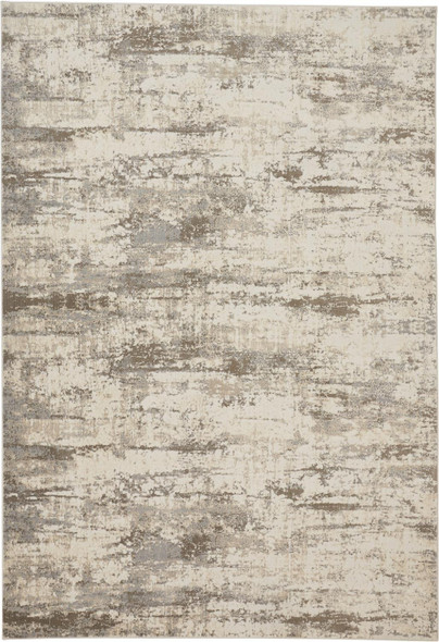 8' X 10' Ivory And Brown Abstract Area Rug