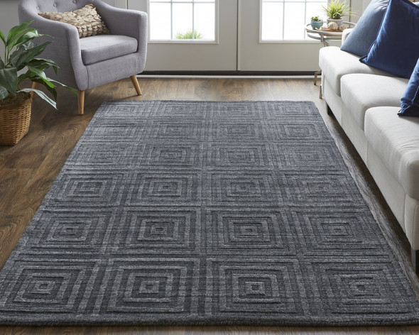2' X 3' Gray And Black Striped Hand Woven Area Rug