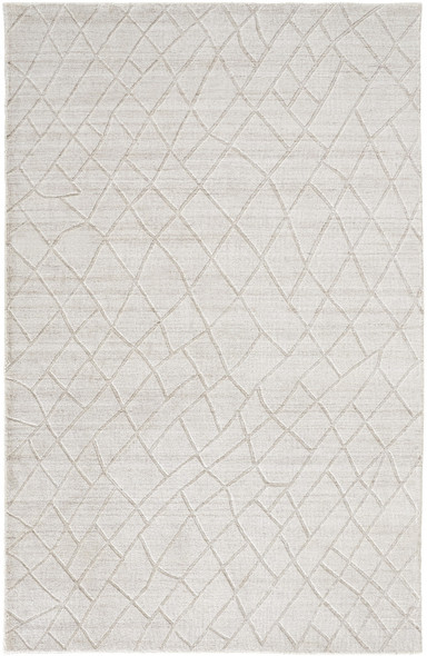 8' X 10' Ivory And Gray Striped Hand Woven Area Rug