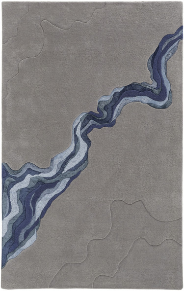 8' X 10' Gray And Blue Wool Abstract Tufted Handmade Area Rug