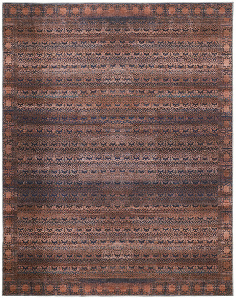 9' X 12' Red Brown And Blue Floral Power Loom Area Rug