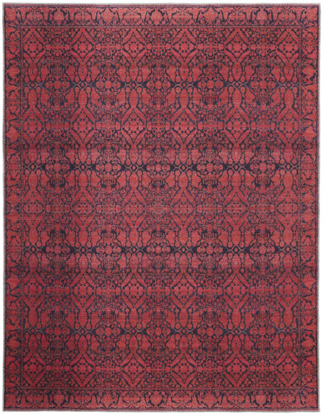 5' X 8' Red And Black Floral Power Loom Area Rug