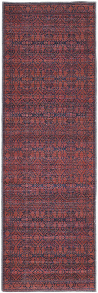 8' Red And Black Floral Power Loom Runner Rug