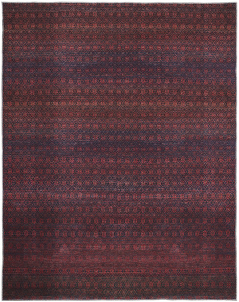 9' X 12' Red And Gray Striped Power Loom Area Rug