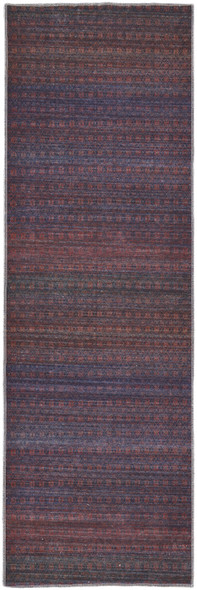 8' Red And Gray Striped Power Loom Runner Rug