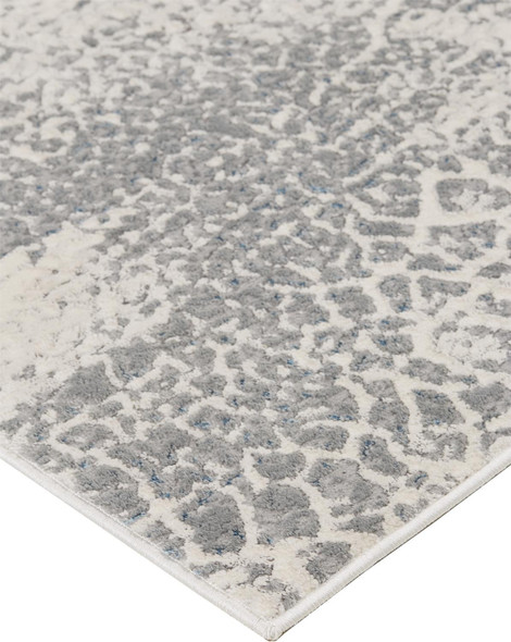 2' X 3' Gray Blue And Ivory Abstract Stain Resistant Area Rug