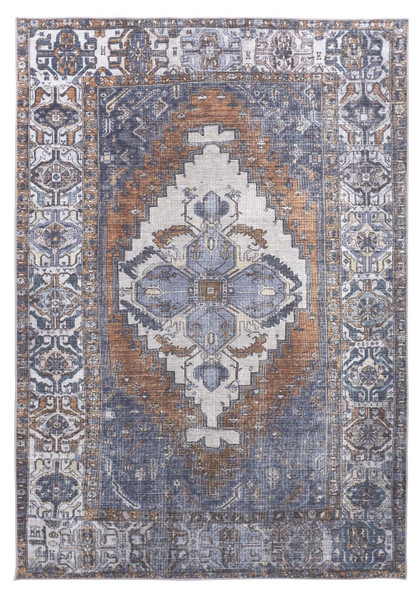 2' X 3' Blue Ivory And Brown Floral Area Rug