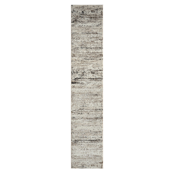 2' X 8' Beige Abstract Distressed Runner Rug